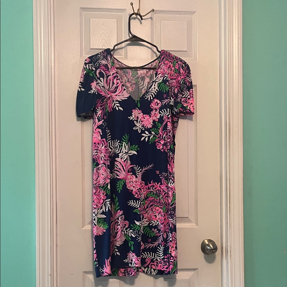 Lilly Pulitzer Navy and Pink Floral Mini Dress